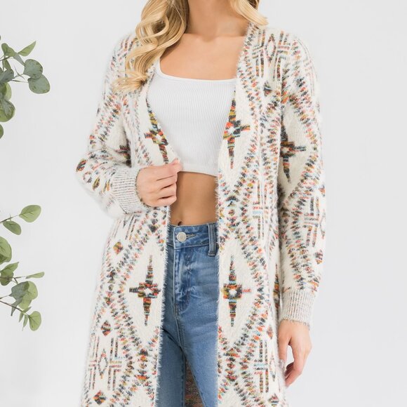 Celtic Print Boho Western Duster Cardigan - Picture 2 of 7